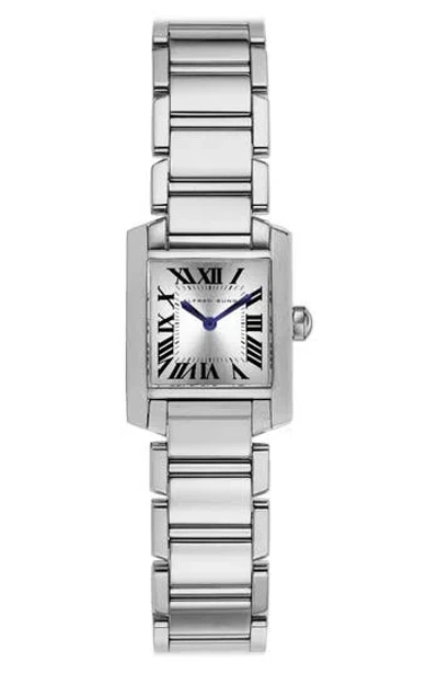 Alfred Sung Mini Square Two-hand Quartz Bracelet Watch, 20mm X 20mm In Metallic