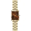 Alfred Sung Octavia Octagon Stainless Steel Bracelet Watch, 19.5mm X 24mm In Gold Bracelet Brown Dial