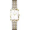 Alfred Sung Octavia Octagon Stainless Steel Bracelet Watch, 23mm X 29mm In 2 Tone Bracelet White Dial