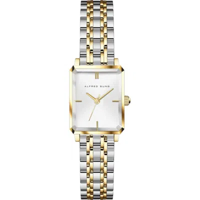 Alfred Sung Octavia Two-tone Bracelet Watch, 19.5mm X 24mm In Two Tone