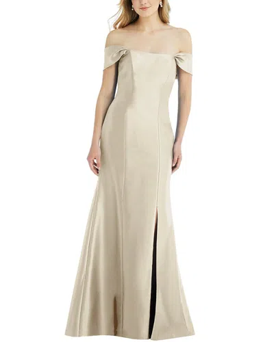 Alfred Sung Off-the-shoulder Bow-back Satin Trumpet Gown In Multi