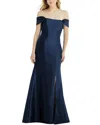 ALFRED SUNG ALFRED SUNG OFF-THE-SHOULDER BOW-BACK SATIN TRUMPET GOWN