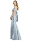 Alfred Sung Off-the-shoulder Bow-back Satin Trumpet Gown