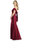 Alfred Sung Off-the-shoulder Bow-back Satin Trumpet Gown