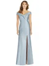Alfred Sung Off-the-shoulder Cuff Trumpet Gown With Front Slit