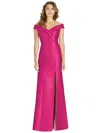 Alfred Sung Off-the-shoulder Cuff Trumpet Gown With Front Slit