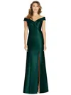 Alfred Sung Off-the-shoulder Cuff Trumpet Gown With Front Slit