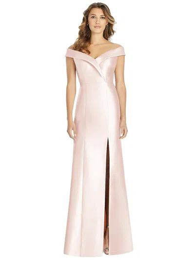 Alfred Sung Off-the-shoulder Cuff Trumpet Gown In Gold