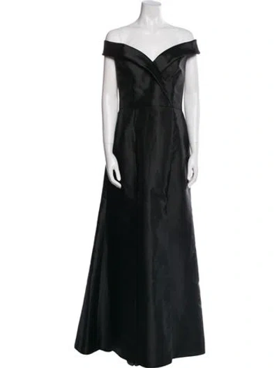 Pre-owned Alfred Sung Off-the-shoulder Long Dress In Black