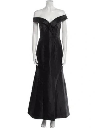 Pre-owned Alfred Sung Off-the-shoulder Long Dress In Black