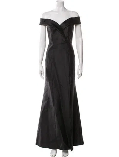 Pre-owned Alfred Sung Off-the-shoulder Long Dress In Black
