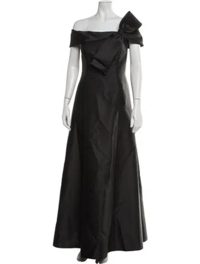Pre-owned Alfred Sung Off-the-shoulder Long Dress In Black