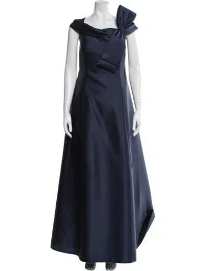 Pre-owned Alfred Sung Off-the-shoulder Long Dress In Blue