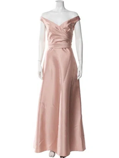 Pre-owned Alfred Sung Off-the-shoulder Long Dress In Neutrals