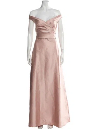 Pre-owned Alfred Sung Off-the-shoulder Long Dress In Neutrals