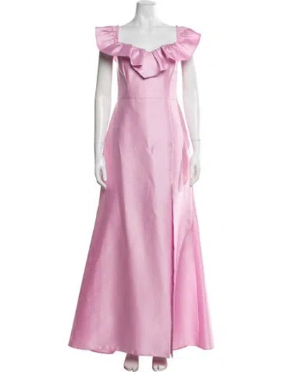 Pre-owned Alfred Sung Off-the-shoulder Long Dress In Pink