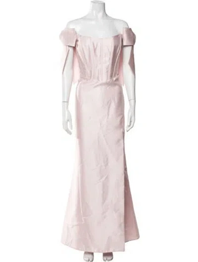 Pre-owned Alfred Sung Off-the-shoulder Long Dress In Pink