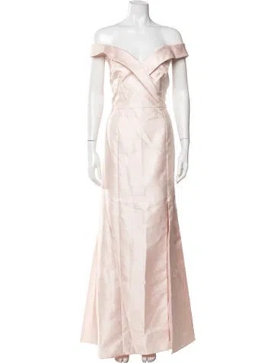 Pre-owned Alfred Sung Off-the-shoulder Long Dress In Pink