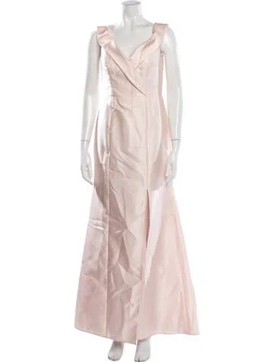 Pre-owned Alfred Sung Off-the-shoulder Long Dress In Pink