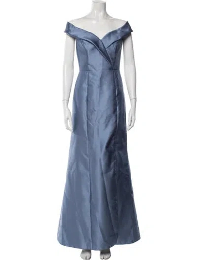 Pre-owned Alfred Sung Off-the-shoulder Long Dress W/ Tags In Blue