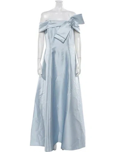 Pre-owned Alfred Sung Off-the-shoulder Long Dress W/ Tags In Blue