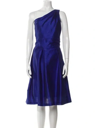 Pre-owned Alfred Sung One-shoulder Knee-length Dress In Blue