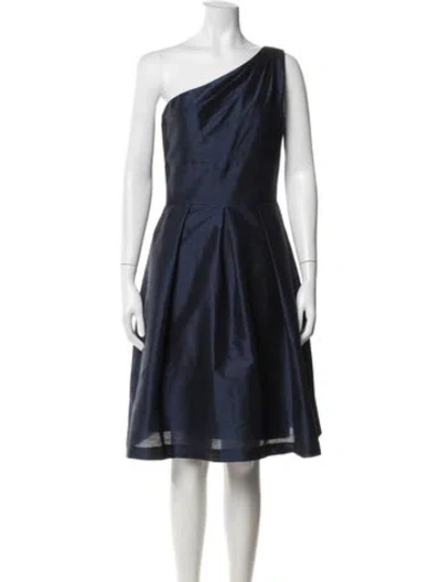 Pre-owned Alfred Sung One-shoulder Knee-length Dress W/ Tags In Blue