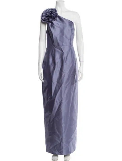 Pre-owned Alfred Sung One-shoulder Long Dress In Blue