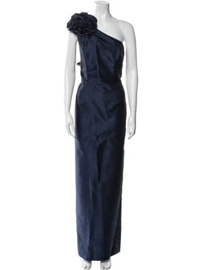 Pre-owned Alfred Sung One-shoulder Long Dress In Blue