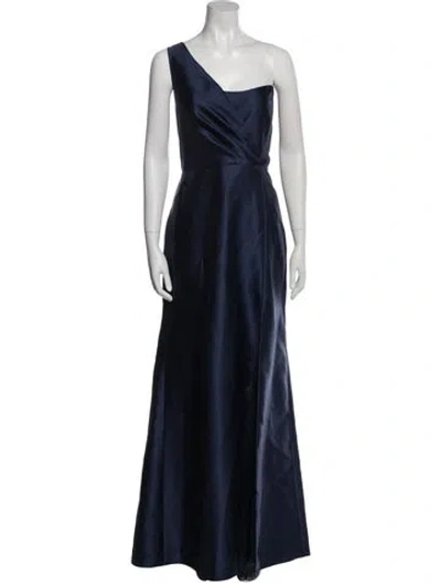 Pre-owned Alfred Sung One-shoulder Long Dress In Blue