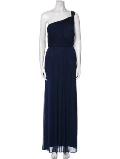 Pre-owned Alfred Sung One-shoulder Long Dress In Blue