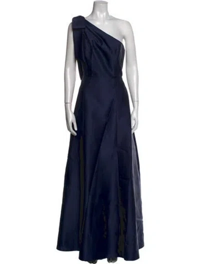 Pre-owned Alfred Sung One-shoulder Long Dress In Blue