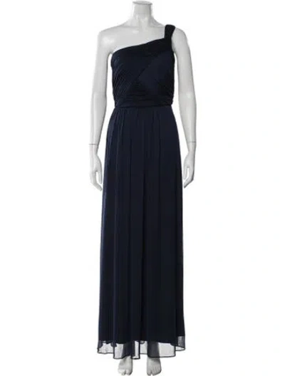 Pre-owned Alfred Sung One-shoulder Long Dress In Blue