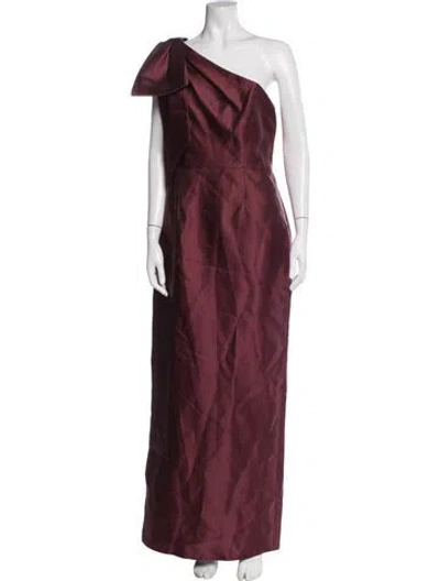 Pre-owned Alfred Sung One-shoulder Long Dress In Burgundy