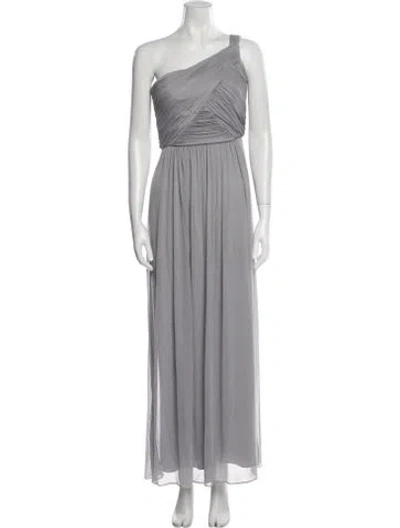 Pre-owned Alfred Sung One-shoulder Long Dress In Gray