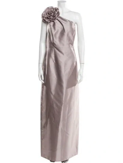 Pre-owned Alfred Sung One-shoulder Long Dress In Gray
