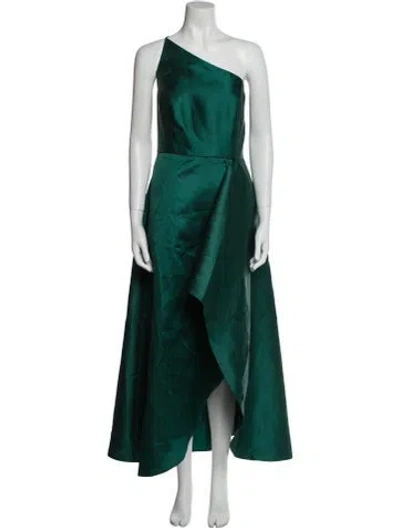 Pre-owned Alfred Sung One-shoulder Long Dress In Green