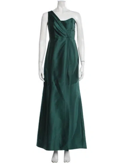 Pre-owned Alfred Sung One-shoulder Long Dress In Green