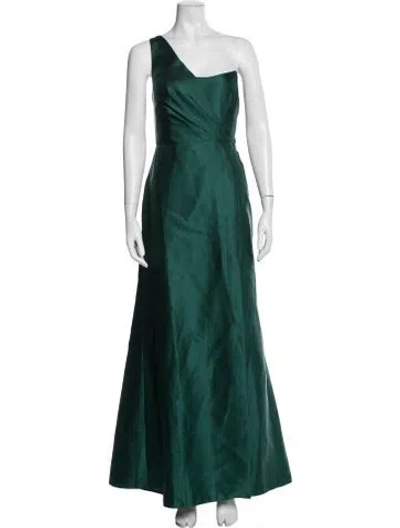 Pre-owned Alfred Sung One-shoulder Long Dress In Green