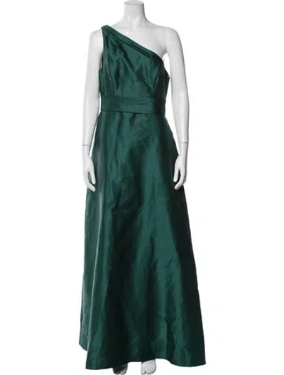 Pre-owned Alfred Sung One-shoulder Long Dress In Green