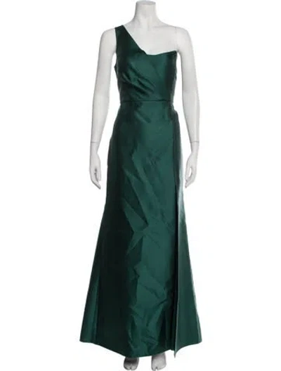 Pre-owned Alfred Sung One-shoulder Long Dress In Green