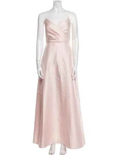 Pre-owned Alfred Sung One-shoulder Long Dress In Neutral