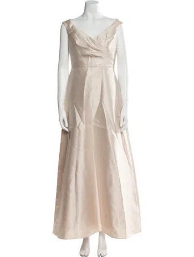 Pre-owned Alfred Sung One-shoulder Long Dress In Neutral