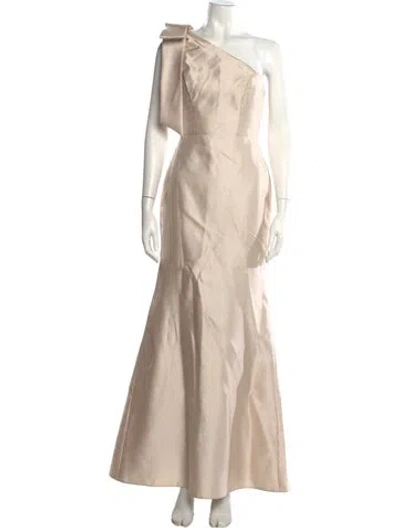Pre-owned Alfred Sung One-shoulder Long Dress In Neutrals