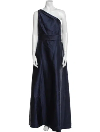 Pre-owned Alfred Sung One-shoulder Long Dress W/ Tags In Blue