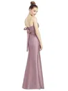 Alfred Sung Open-back Bow Tie Satin Trumpet Gown