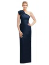 Alfred Sung Flower One-shoulder Column Gown