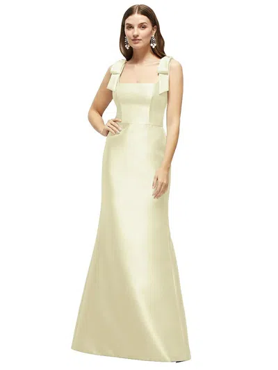 Alfred Sung Satin Fit And Flare Maxi Dress With Shoulder Bows
