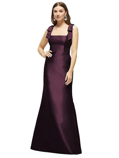 Alfred Sung Satin Fit And Flare Maxi Dress With Shoulder Bows