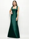Alfred Sung Satin Fit And Flare Maxi Dress With Shoulder Bows